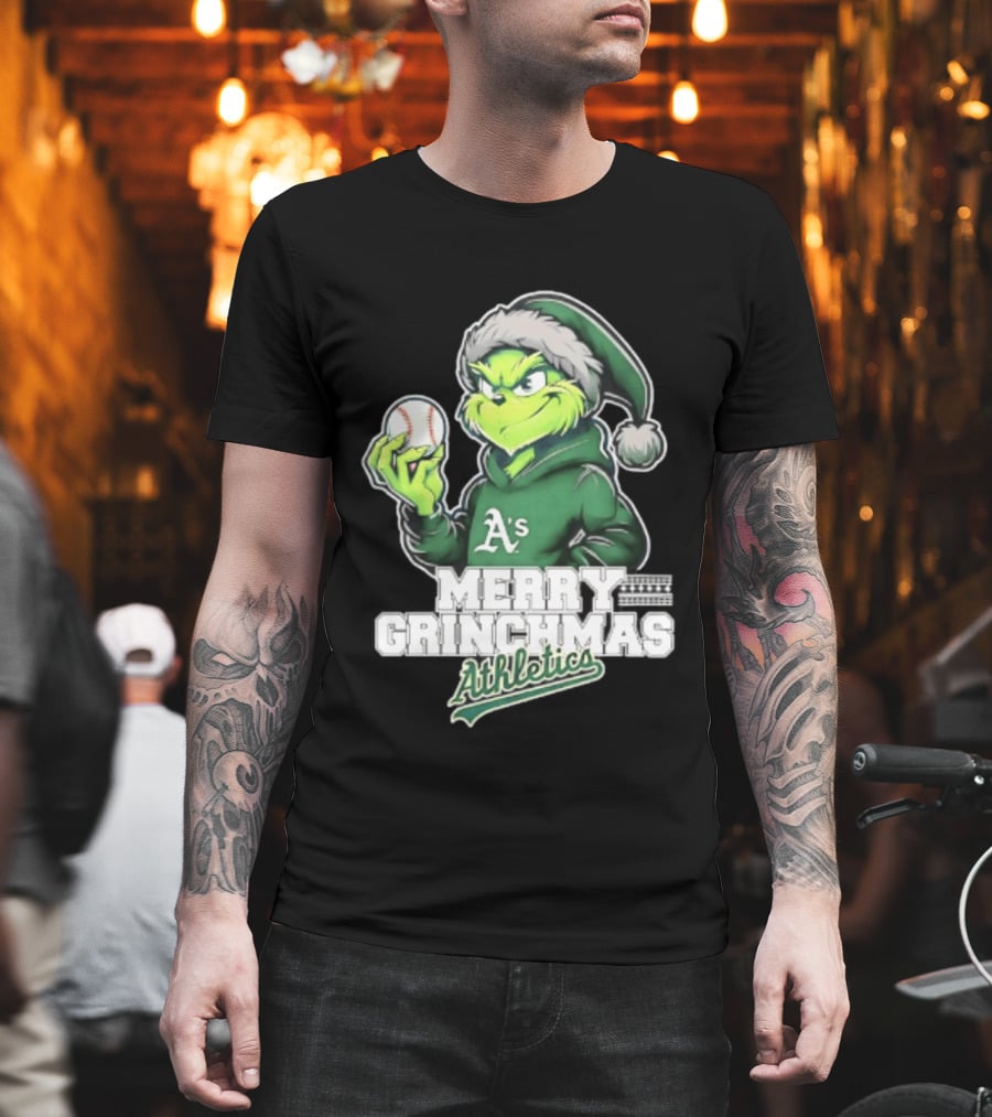 Merry Grinchmas Athletics Baseball Christmas 2026 T-Shirt
