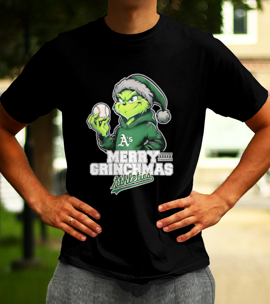 Merry Grinchmas Athletics Baseball Christmas 2026 T-Shirt