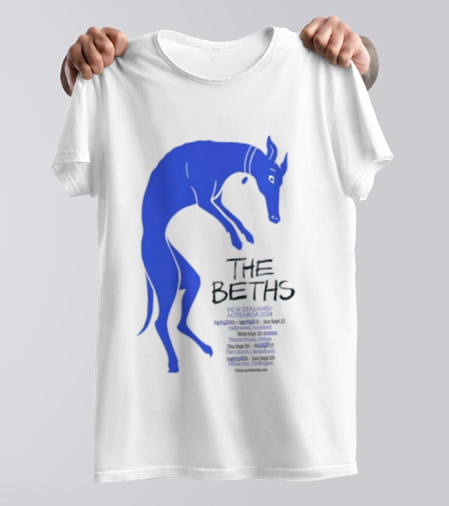 The Beths New Zealand Aotearoa 2024 Tour Blue Jumping Dog T-Shirt