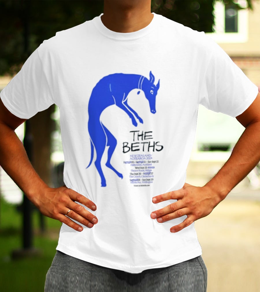 The Beths New Zealand Aotearoa 2024 Tour Blue Jumping Dog T-Shirt