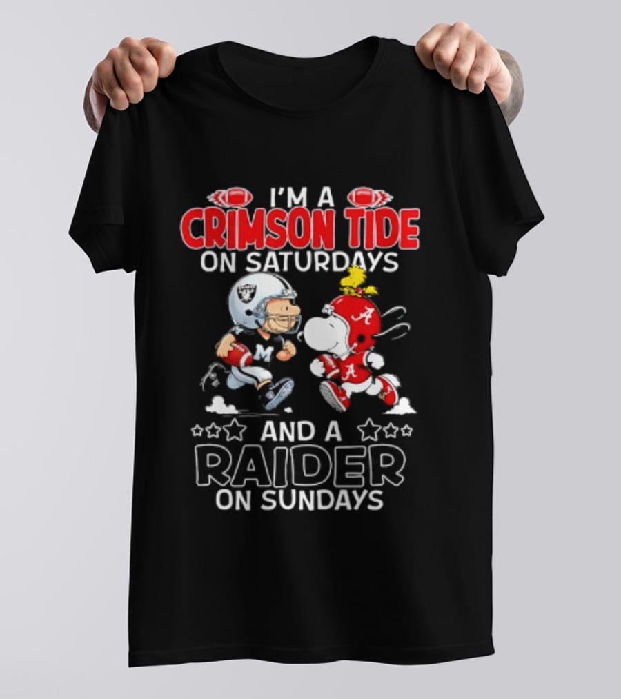 Peanuts I'm A Crimson Tide On Saturdays And A Raider On Sundays T-Shirt