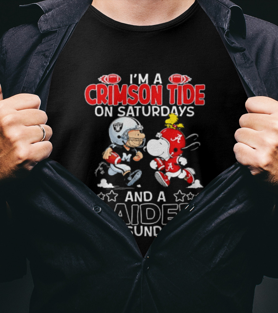 Peanuts I'm A Crimson Tide On Saturdays And A Raider On Sundays T-Shirt
