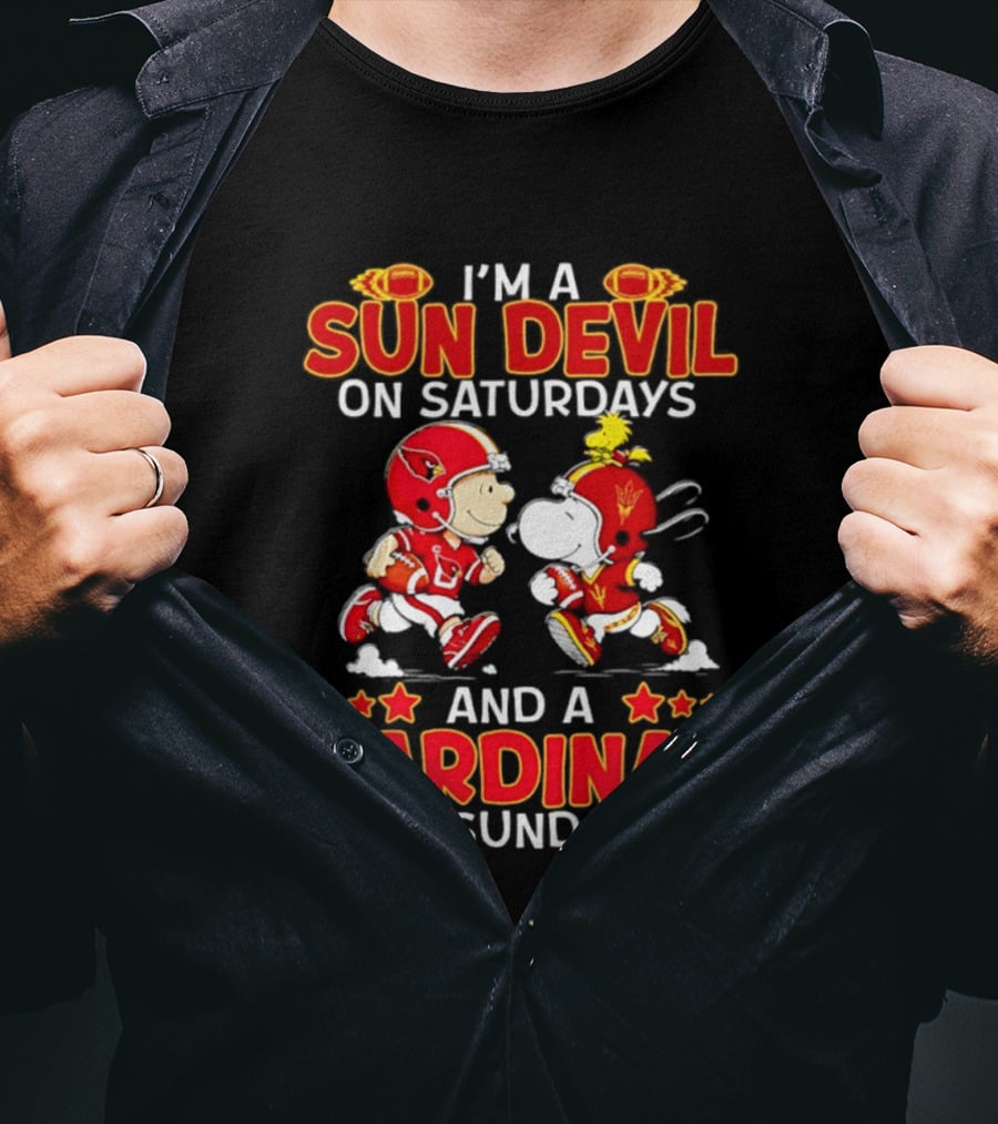 I'm A Sun Devil On Saturdays And A Cardinal On Sundays Peanuts Football Characters T-Shirt