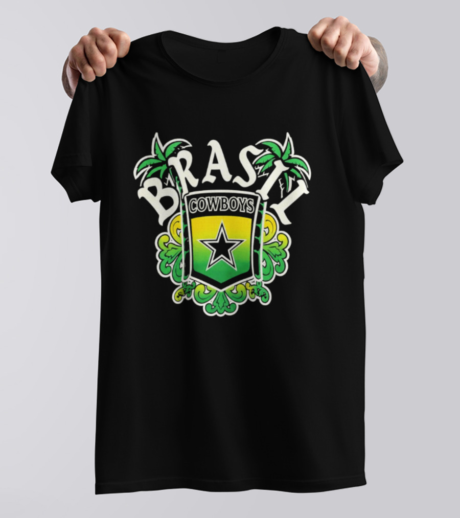 Brasil Cowboys Star Shield Palms Green Yellow T-Shirt