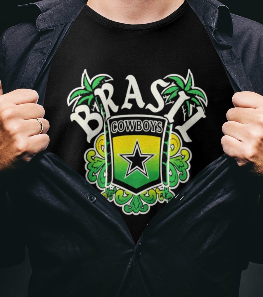 Brasil Cowboys Star Shield Palms Green Yellow T-Shirt