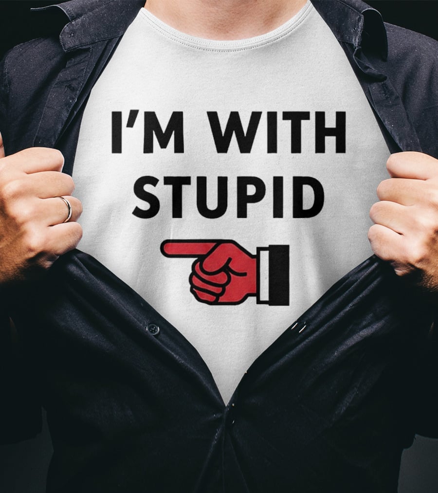 I'm With Stupid Red Pointing Finger T-Shirt