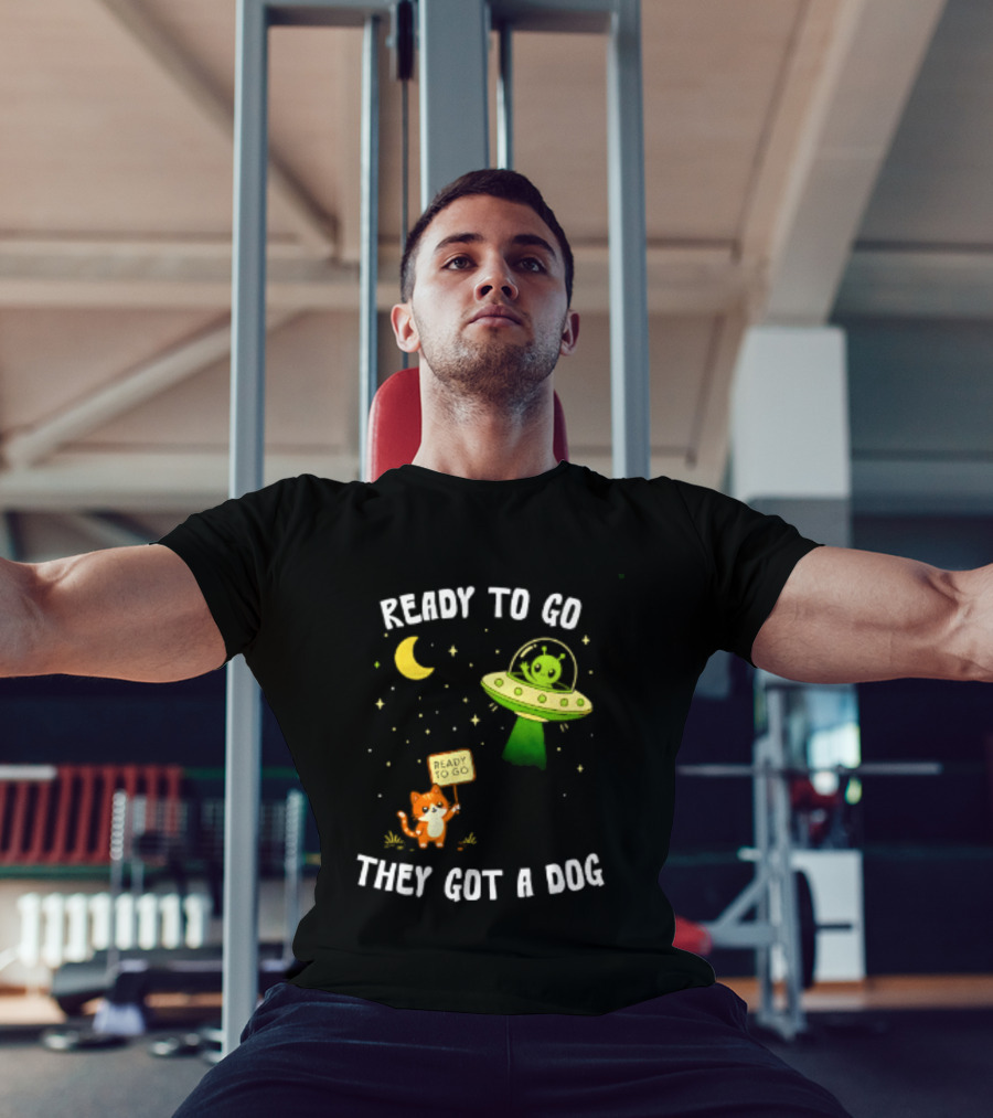 Alien And Cat Ready To Go They Got A Dog Cartoon T-Shirt