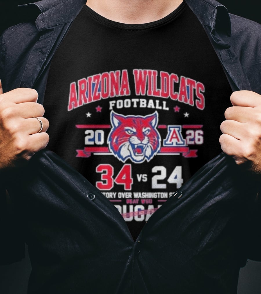 Arizona Wildcats Football 2026 Victory Over Washington State Cougars 34 24 T-Shirt