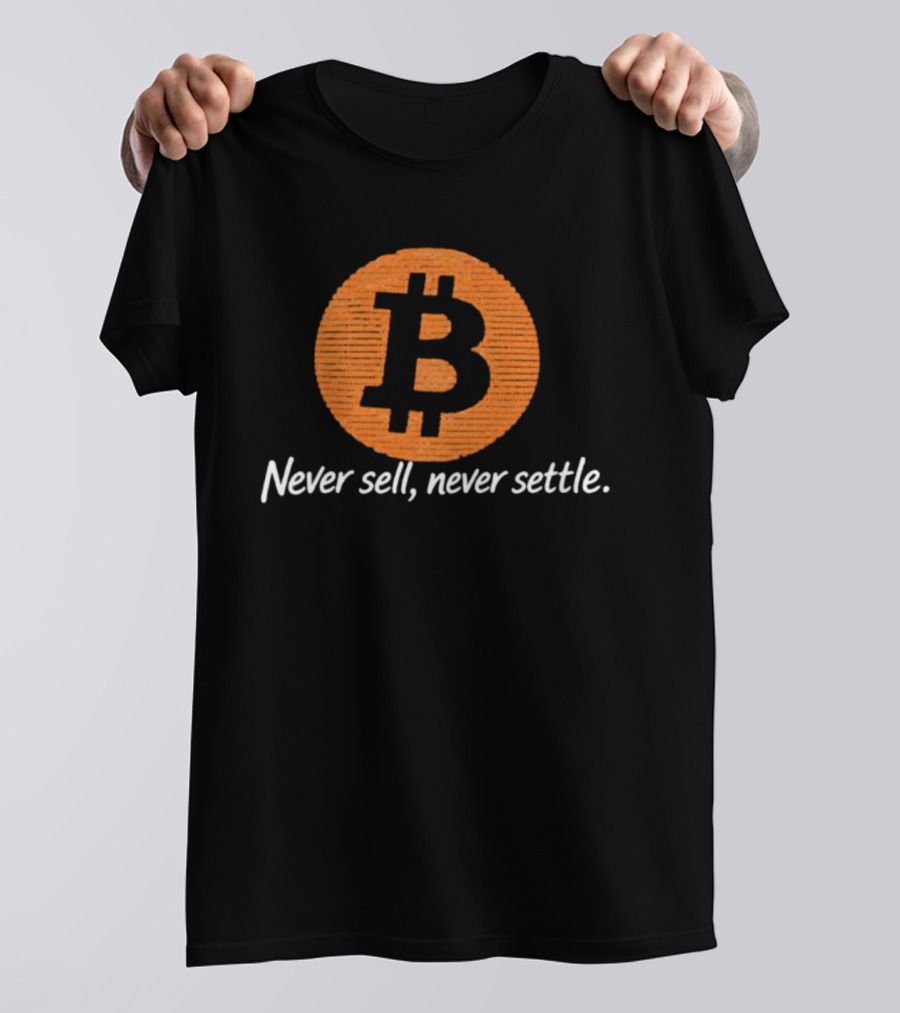 Bitcoin Never Sell Never Settle Orange B T-Shirt