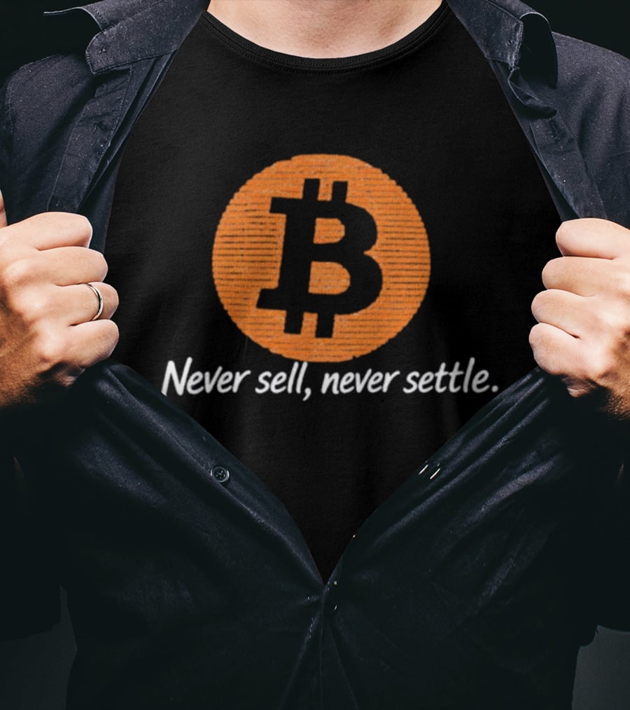 Bitcoin Never Sell Never Settle Orange B T-Shirt