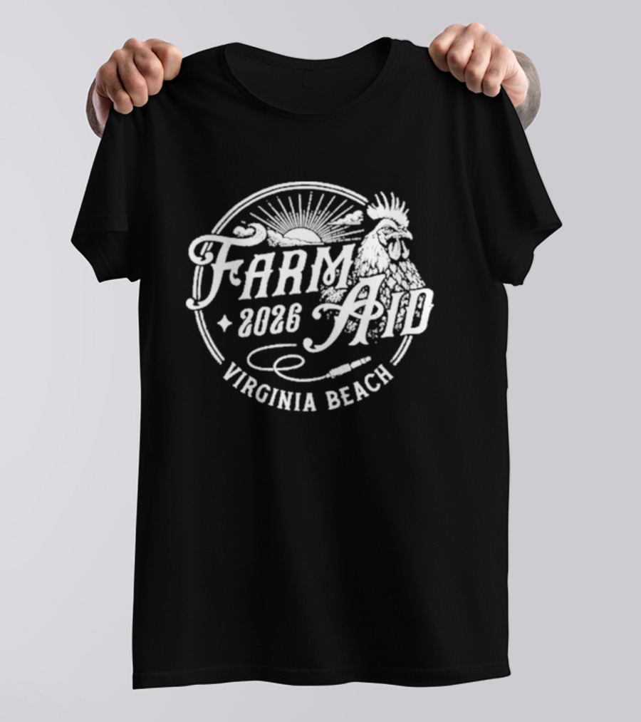 Farm Aid 2026 Virginia Beach Concert Rooster Sunburst T-Shirt