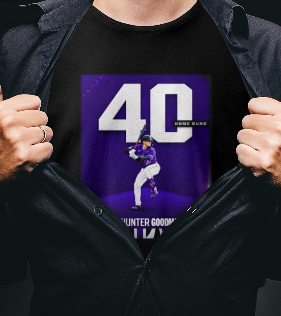Hunter Goodman 40 Home Runs Colorado Rockies Purple T-Shirt