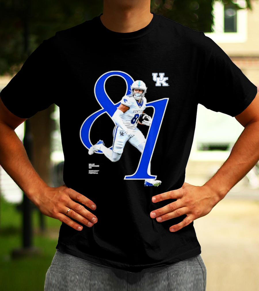 Willie Rodriguez 81 Kentucky Wildcats NCAA Football Player Number T-Shirt