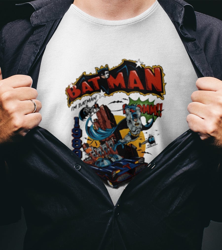 Batman 1989 I'm Batman DC Comics Batmobile T-Shirt