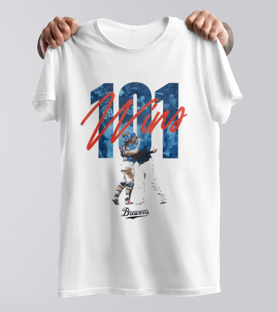 Brewers 101 Wins Robert Gasser William Contreras Celebration T-Shirt