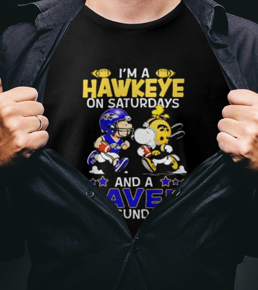 I'm A Hawkeye On Saturdays And A Raven On Sundays Peanuts Football T-Shirt
