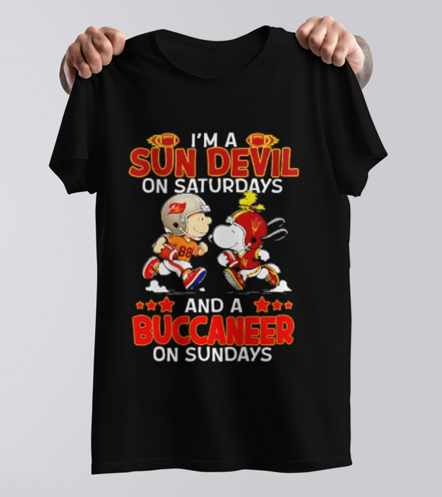 I'm A Sun Devil On Saturdays And A Buccaneer On Sundays Peanuts Characters Football Fan T-Shirt