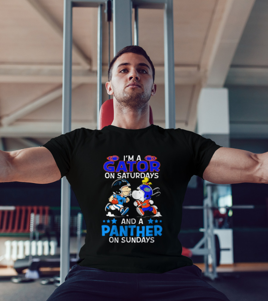 Peanuts I'm A Gator On Saturdays And A Panther On Sundays Football T-Shirt