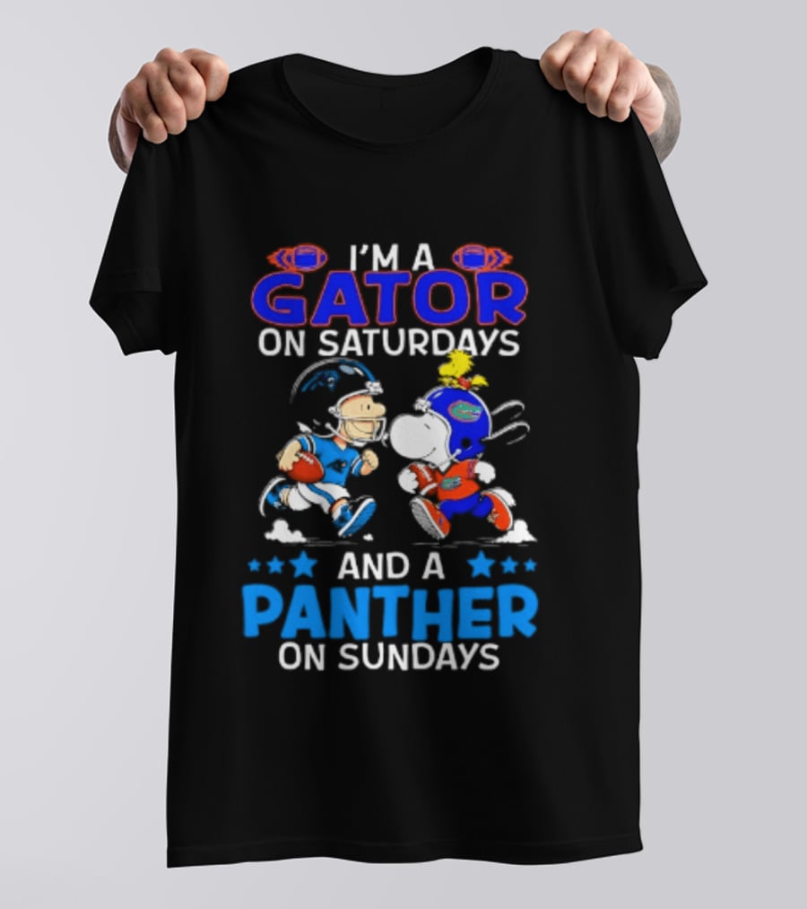 Peanuts I'm A Gator On Saturdays And A Panther On Sundays Football T-Shirt