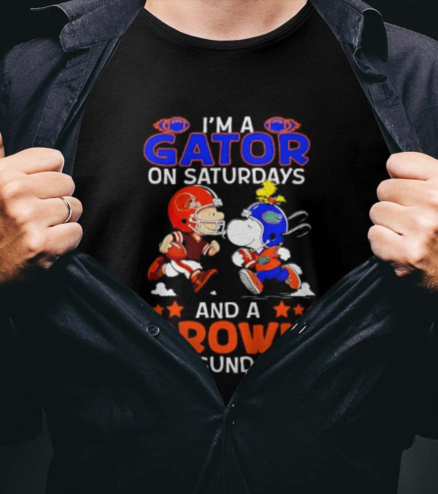 Gator On Saturdays Brown On Sundays Peanuts Football Fan T-Shirt