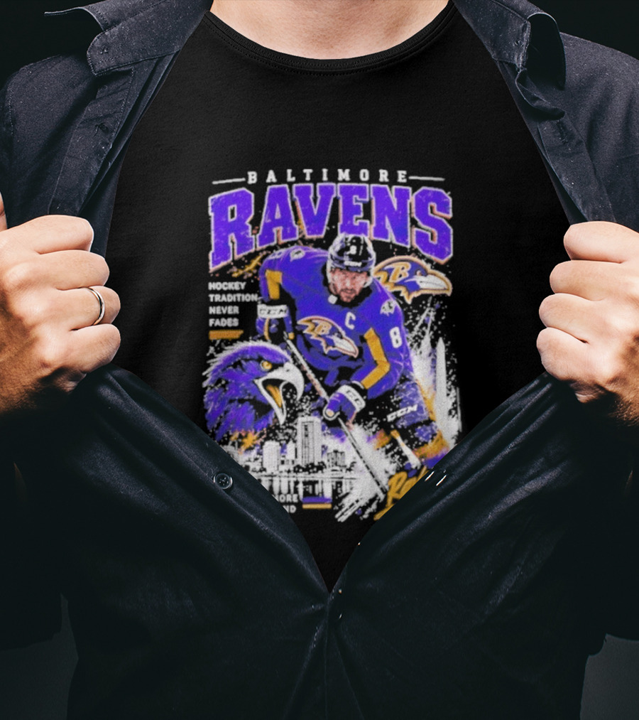 Baltimore Ravens Territory Tradition Never Fades Skyline Maryland Hockey T-Shirt