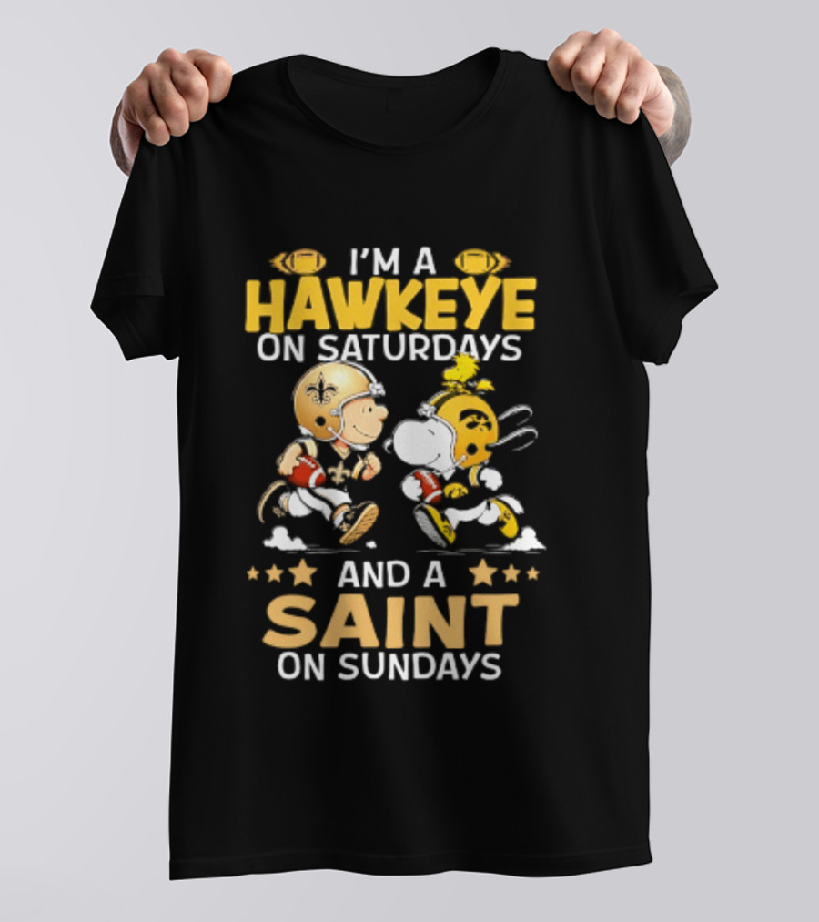 Peanuts I'm A Hawkeye On Saturdays And A Saint On Sundays T-Shirt
