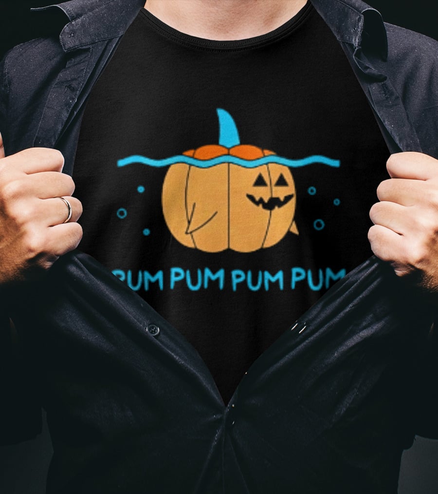 Pum Pum Pum Pum Pumpkin Shark Halloween Fun T-Shirt