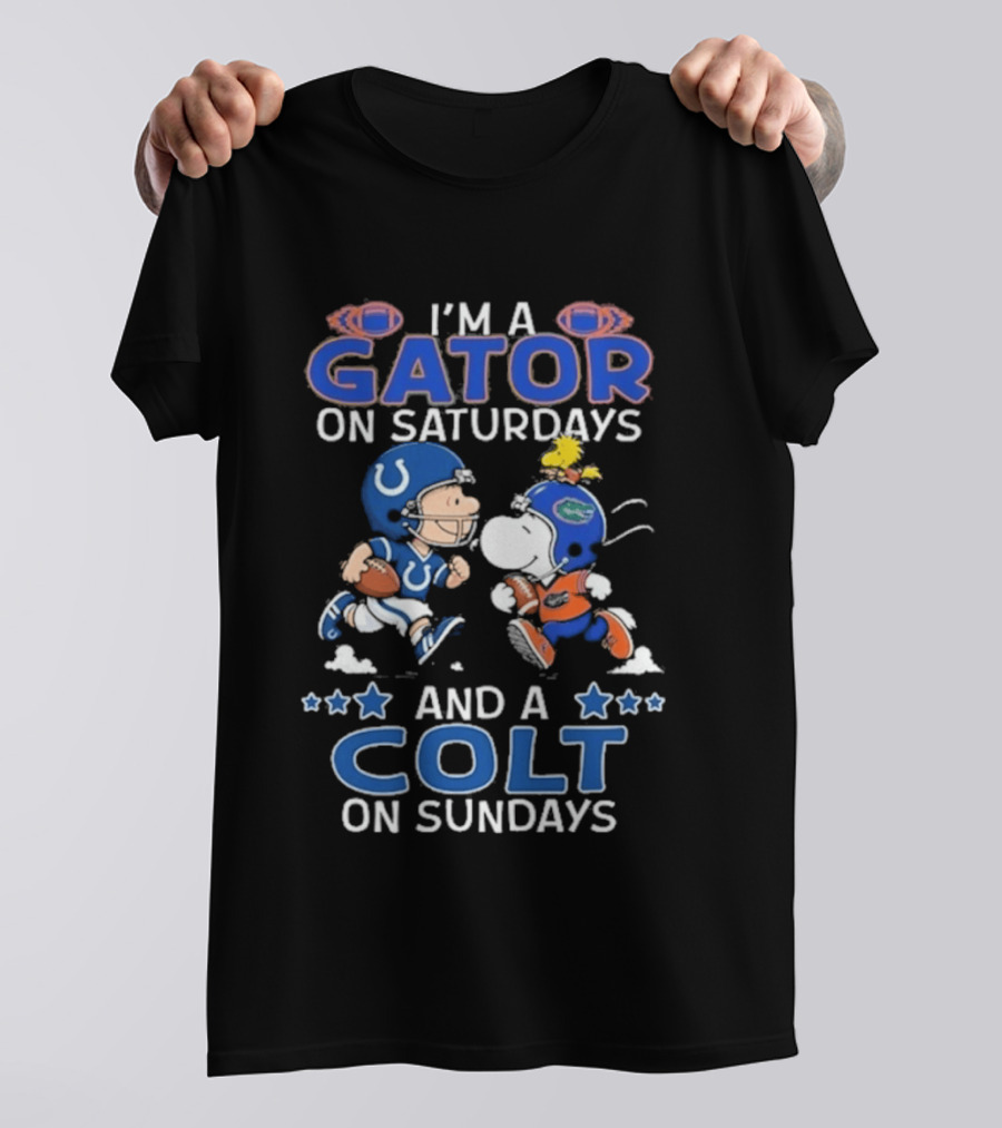 Charlie Brown Snoopy Gator Saturdays Colt Sundays Football Fans T-Shirt