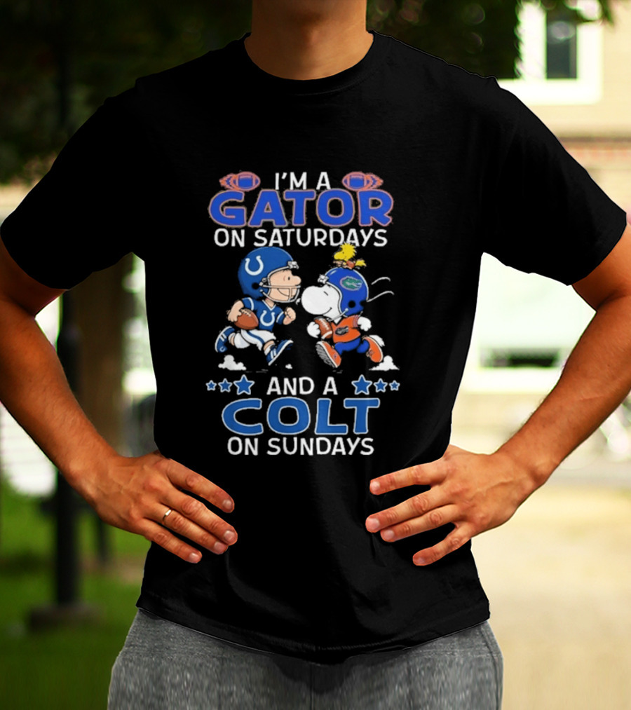 Charlie Brown Snoopy Gator Saturdays Colt Sundays Football Fans T-Shirt