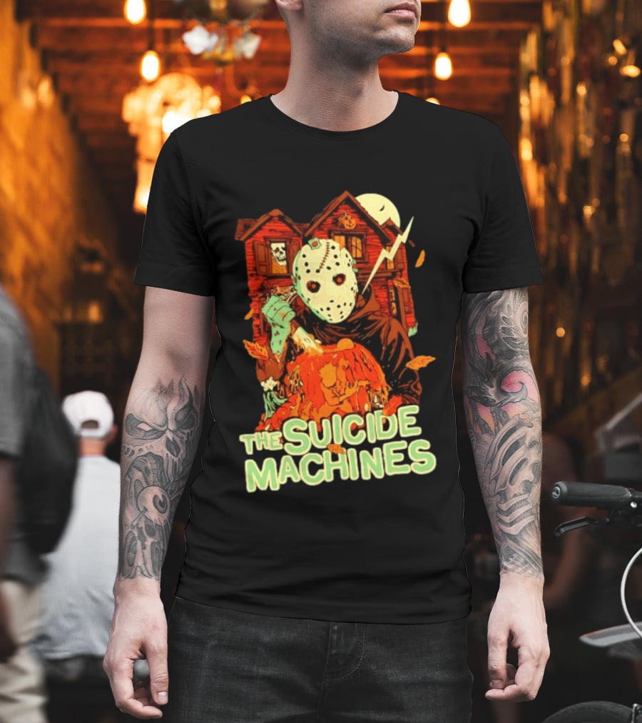 The Suicide Machines Jason Voorhees Pumpkin Halloween House Lightning T-Shirt