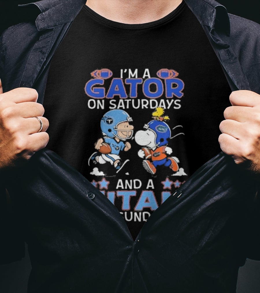 Charlie Brown Snoopy Gator Saturdays Titan Sundays Football T-Shirt