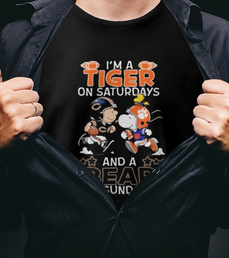 Charlie Brown Snoopy Tiger Saturdays Bear Sundays Football T-Shirt