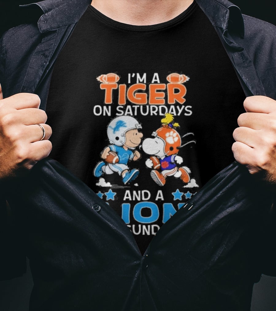 I'm A Tiger On Saturdays And A Lion On Sundays Featuring Snoopy And Charlie Brown Football T-Shirt