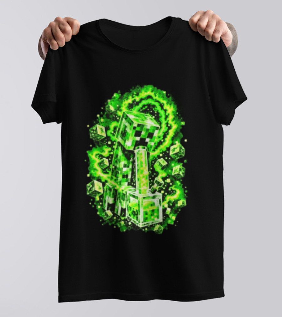 Minecraft Creeper Green Bong Pixel Explosion T-Shirt