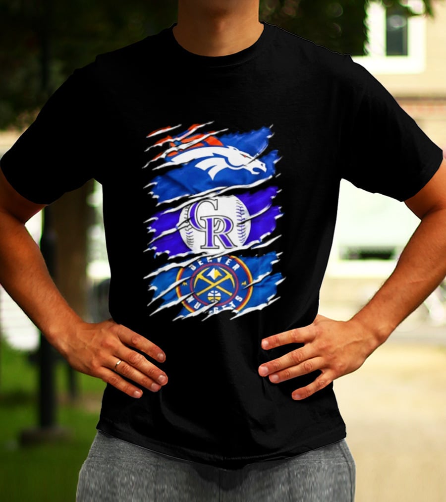 Denver Broncos Colorado Rockies Denver Nuggets Mashup Sports Fan T-Shirt