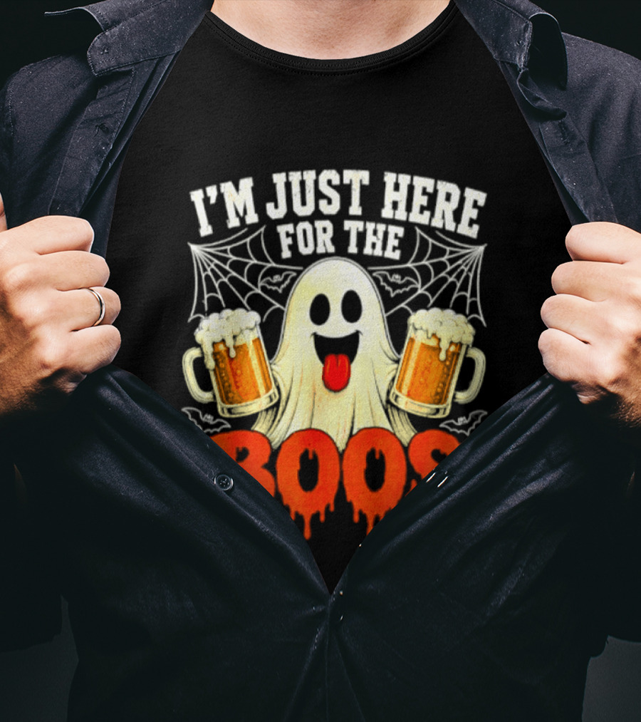 I'm Just Here For The Boos Ghost With Beer S Halloween T-Shirt