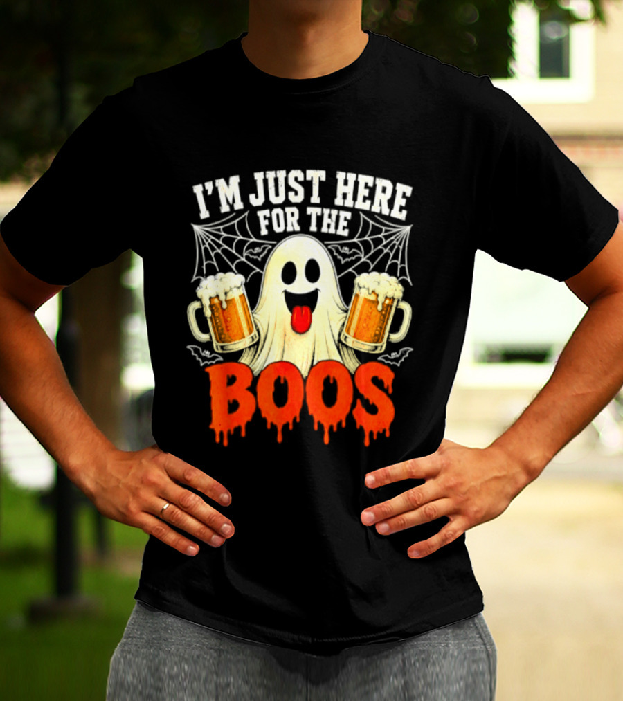 I'm Just Here For The Boos Ghost With Beer S Halloween T-Shirt
