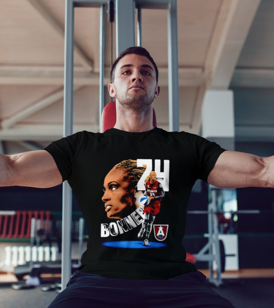Dewanna Bonner 24 Atlanta Dream WNBA Basketball Player Portrait And Action T-Shirt