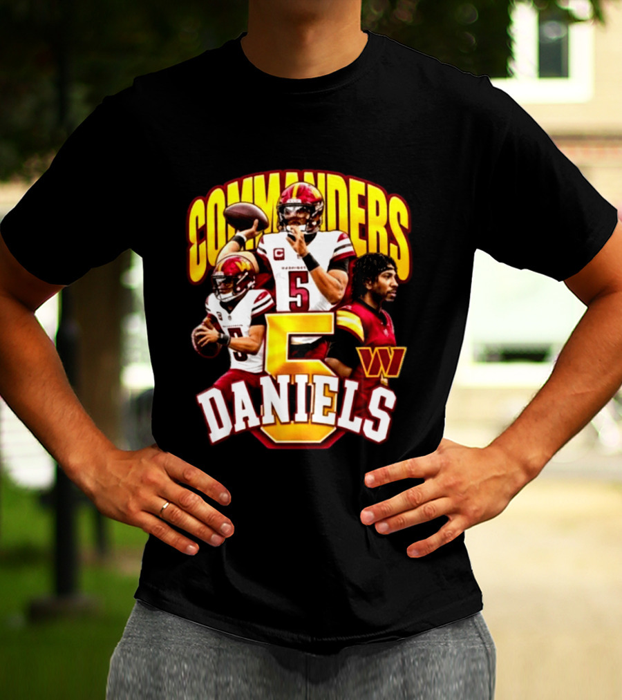 Commander Football Number 5 Jayden Daniels W T-Shirt