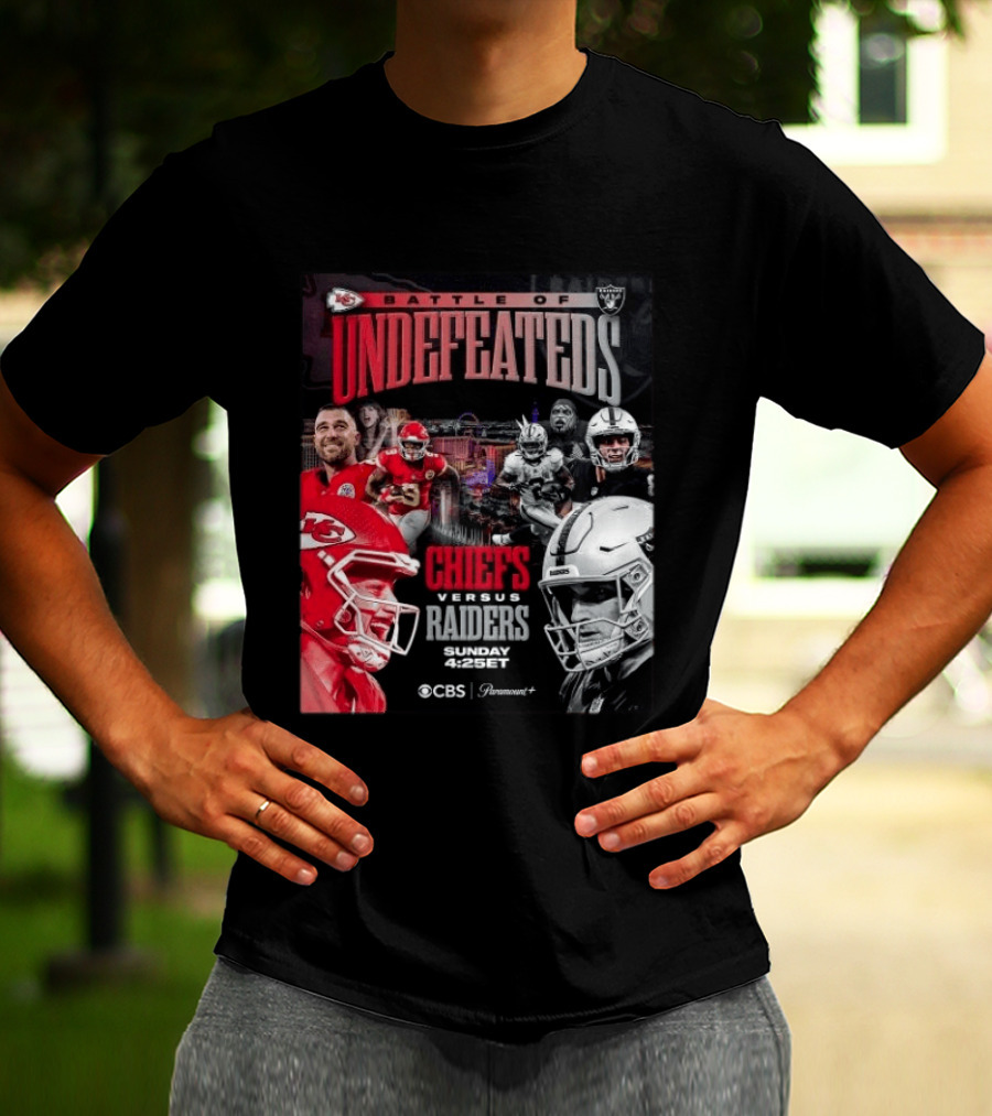 Kansas City Chiefs Vs Las Vegas Raiders Battle Of Undefeated 2026 NFL Showdown CBS Sunday 4:25ET T-Shirt