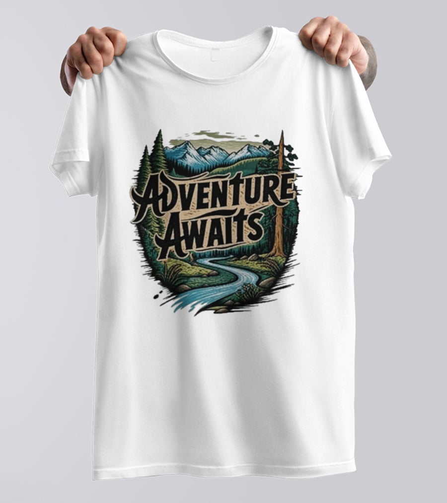 Adventure Awaits Scenic Nature Camping Family Summer Wanderlust Vacation T-Shirt