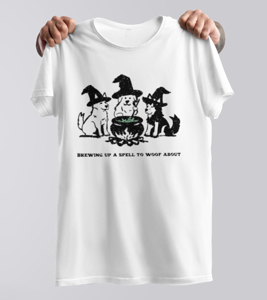 Brewing Up A Spell To Woof About Dog Witch Cauldron Trio T-Shirt