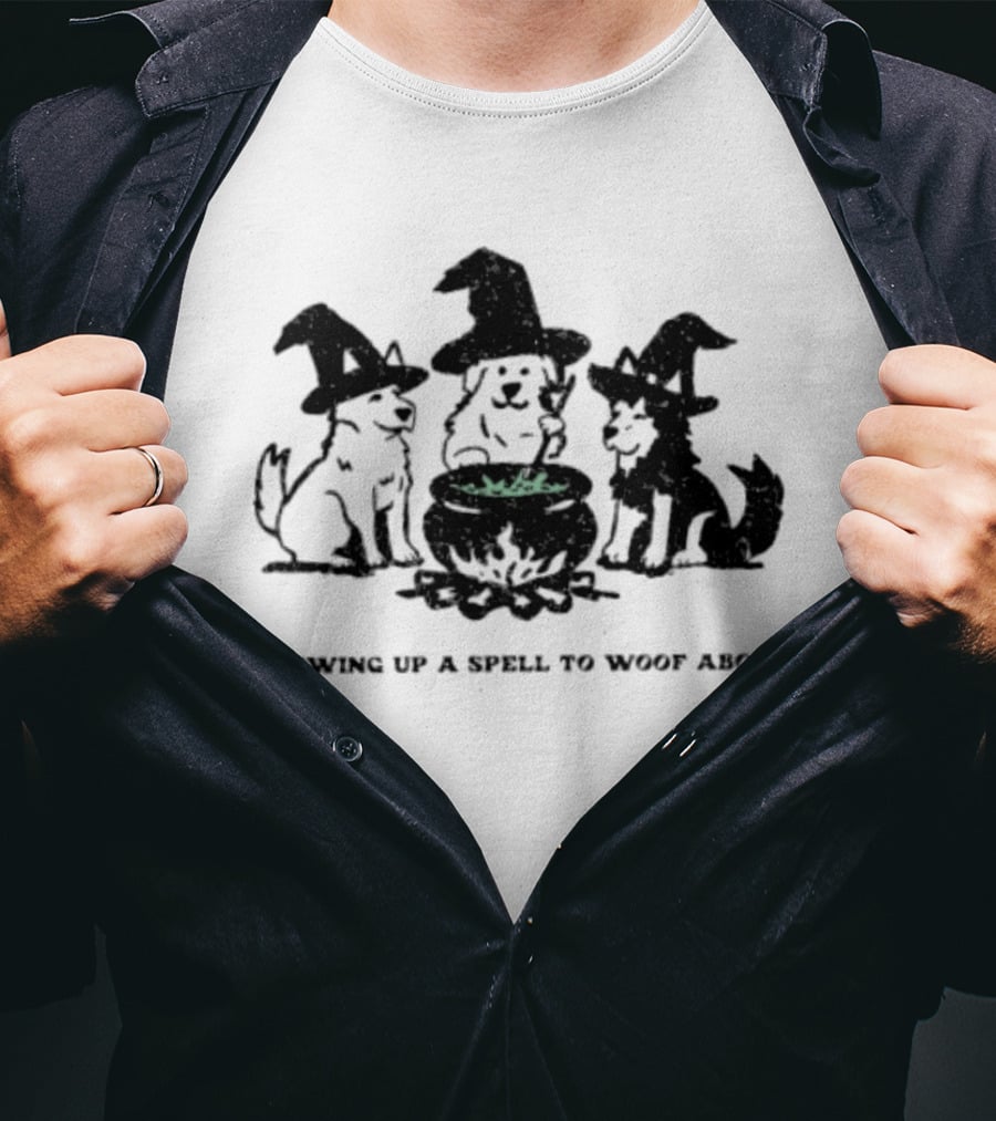 Brewing Up A Spell To Woof About Dog Witch Cauldron Trio T-Shirt