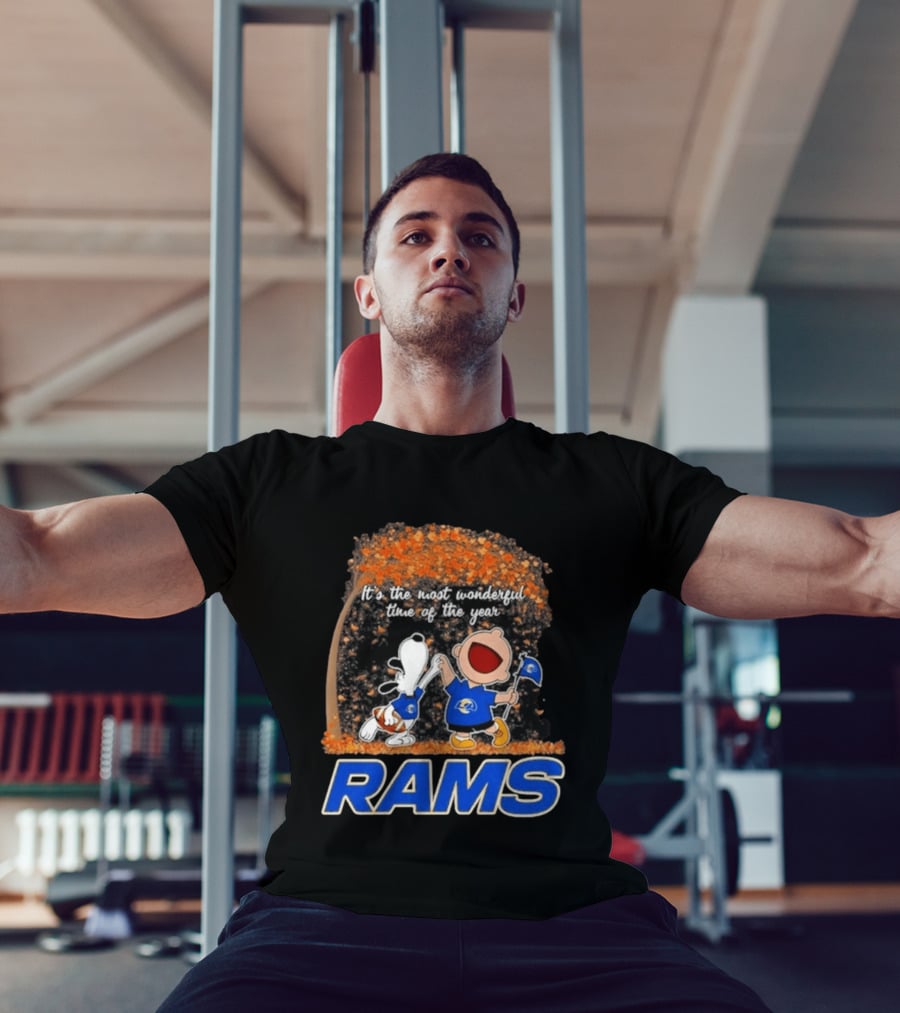 Los Angeles Rams Snoopy Charlie Brown It's The Most Wonderful Time Of The Year 2026 T-Shirt