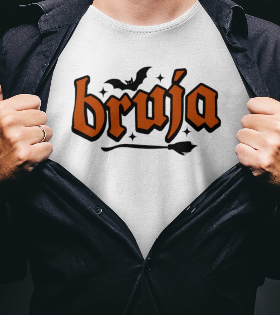 Bruja Badass Mexicans Halloween Witch Bat Broomstick Magic T-Shirt
