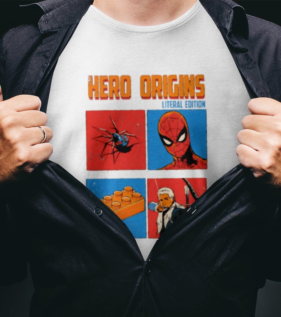 Hero Origins Spider Man Literal Edition Block Archer Spider T-Shirt