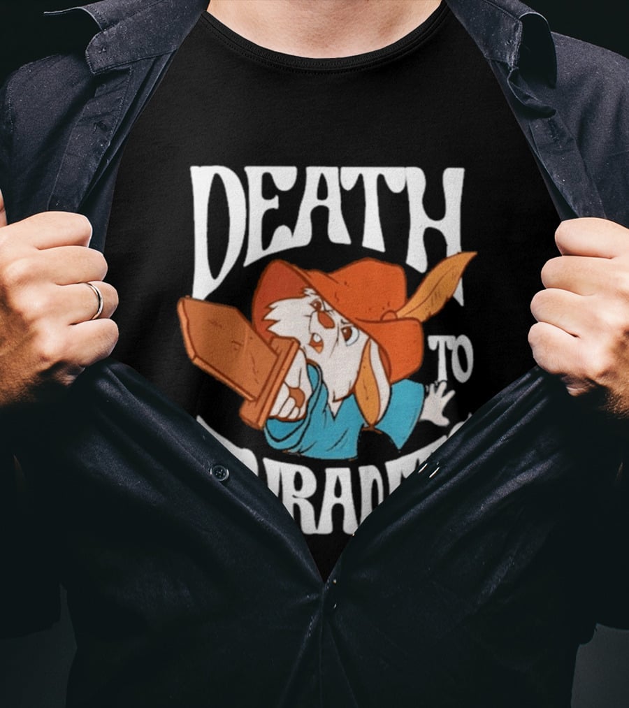 Skippy Rabbit Death To Tyrants Fearless Revolution Cartoon Rabbit T-Shirt