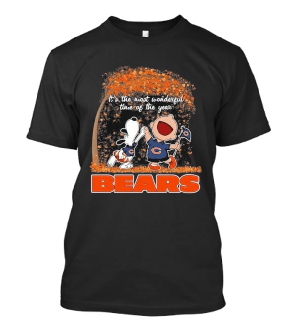Chicago Bears Snoopy Charlie Brown Dancing 2026 It's The Most Wonderful Time Of The Year T-Shirt