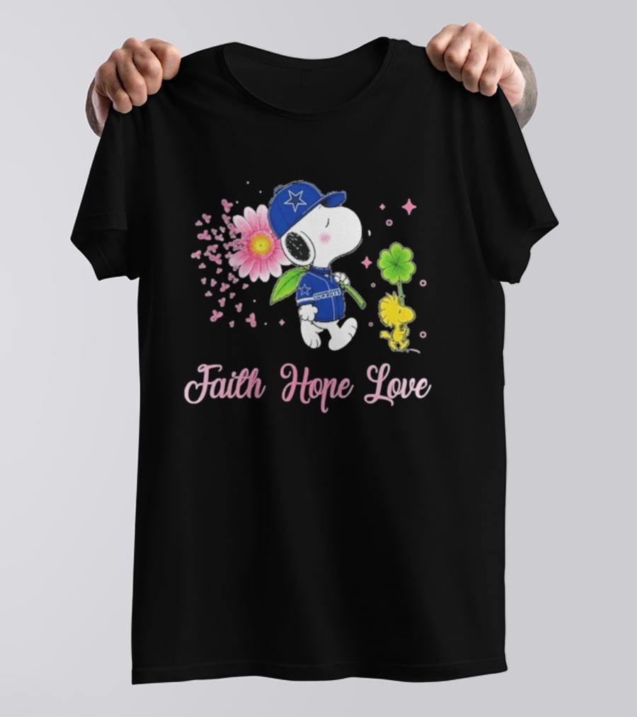 Dallas Cowboys Snoopy 2026 Breast Cancer Awareness Faith Hope Love T-Shirt
