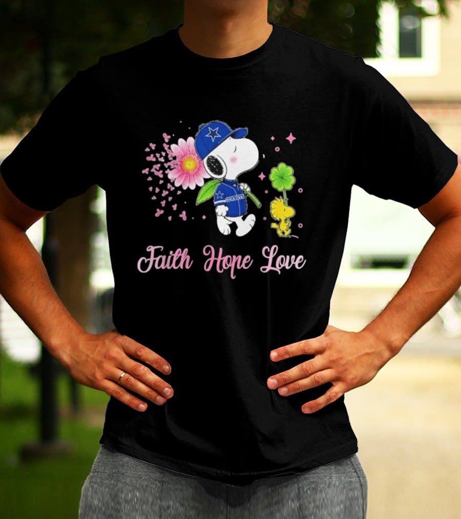 Dallas Cowboys Snoopy 2026 Breast Cancer Awareness Faith Hope Love T-Shirt